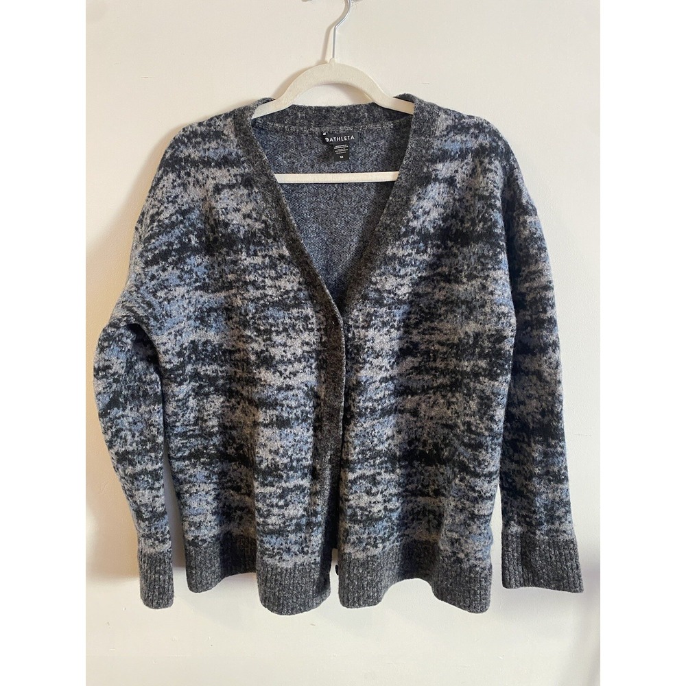 Athleta Westlake Textured Merino Wool Chunky Grey Cardigan - Size 1X